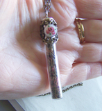 Rose and Lavender Herbal Bullet Jewelry Pendant Necklace