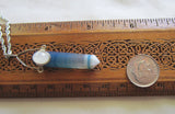 Blue Agate White Moonstone Sterling Silver Pendant Necklace
