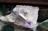 Elestial Amethyst Quartz Crystal Bullet Heart Jewelry Necklace