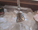 Sterling Silver Filigree Bell Vintage Pendant Necklace
