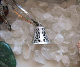 Sterling Silver Filigree Bell Vintage Pendant Necklace