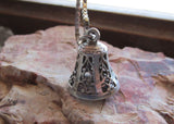 Sterling Silver Filigree Bell Vintage Pendant Necklace