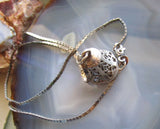 Sterling Silver Filigree Bell Vintage Pendant Necklace