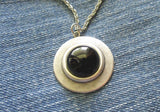 Black Onyx Natural Gemstone Silver Pendant Necklace