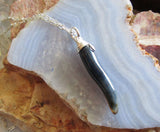 Blue Onyx Gemstone Horn Pendant Necklace