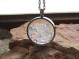 Preciosa Aurora Borealis Crystals Double Sided Glass Bubble Locket Necklace