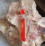 Orange Carnelian Natural Crystal Drop Pendant Necklace