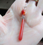 Orange Carnelian Natural Crystal Drop Pendant Necklace