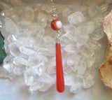 Orange Carnelian Natural Crystal Drop Pendant Necklace
