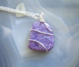 Purple Charoite Natural Gemstone Crystal Pendant Necklace