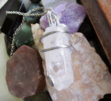 Danburite Natural Gemstone Wire Wrapped Crystal Pendant Necklace