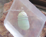 Green Pistachio Calcite Natural Crystal Gemstone Pendant Necklace