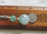 Green Fluorite Double Sphere Natural Crystal Pendant Necklace