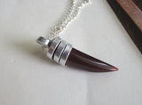 Amber Agate Natural Gemstone Horn Pendant Necklace