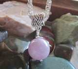 Lilac Pink Kunzite Crystal Ball Celtic Knot Pendant Necklace