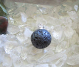 Natural Black Lava Rock Stone Bead Pendant Necklace