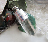 Light Up Blue LED Quartz Crystal Pendant Necklace