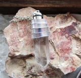 Light Up Blue LED Quartz Crystal Pendant Necklace