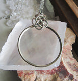 Antique Glass Monocle Magnifier Celtic Knot Pendant Necklace