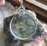 Antique Glass Monocle Magnifier Celtic Knot Pendant Necklace