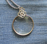 Antique Glass Monocle Magnifier Celtic Knot Pendant Necklace