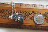 Black Star Moonstone Natural Crystal Wire Wrapped Pendant Necklace
