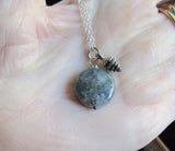 Natural Moss Agate Gemstone Silver Pine Cone Pendant Necklace