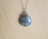 Natural Moss Agate Gemstone Silver Pine Cone Pendant Necklace