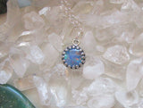 Natural Australian Opal Sterling Silver Crown Pendant Necklace