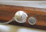 Satin White Czech Glass Pearl Wire Wrapped Pendant Necklace