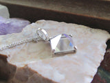 Antique Sterling Silver Quartz Crystal Pyramid Pendant Necklace