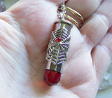 Silver Spider Web Red Crystal Bullet Jewelry Pendant Necklace