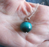 Turquoise Aura Tiger Eye Gemstone Ball Pendant Necklace