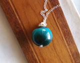 Turquoise Aura Tiger Eye Gemstone Ball Pendant Necklace