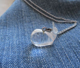 Vintage Clear Quartz Crystal Whale Pendant Necklace