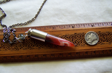 Banded Agate Horn and Lodolite Silver Bullet Jewelry Pendant