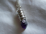 Purple Amethyst Raw Gemstone Silver Bullet Pendant