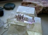Natural Lavender Amethyst Gemstone Point Crystal Pendant