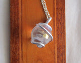 Opal Aura Wire Wrapped Quartz Crystal Ball Pendant Necklace