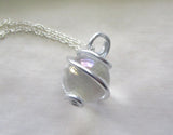 Opal Aura Wire Wrapped Quartz Crystal Ball Pendant Necklace