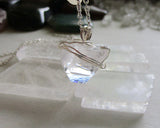 Natural Clear Apophllite Pyramid Pendant Necklace