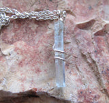Natural Aquamarine Gemstone Wire Wrapped Crystal Pendant Necklace