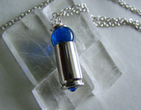 Cobalt Blue Orb Silver Bullet Jewelry Pendant