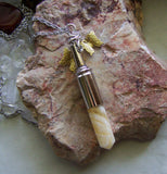 Butterscotch Agate Banded Gemstone Bullet Pendant Necklace