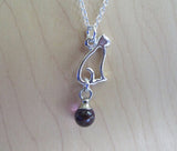 Silver Cat Purple Amethyst Crystal Ball Pendant Necklace