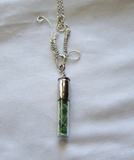 Silver Wire Abstract Cat with Gemstone Bullet Pendant