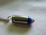 Red White and Blue Starburst Glass Bullet Jewelry Pendant