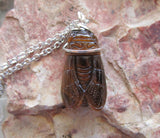 Natural Tiger Eye Cicada Gemstone Crystal Pendant Necklace