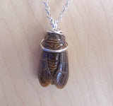 Natural Tiger Eye Cicada Gemstone Crystal Pendant Necklace