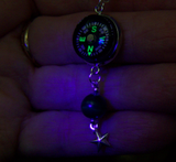 Steampunk Compass Malachite Bead Silver Star Pendant